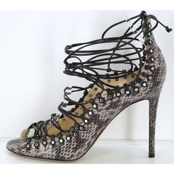 Jimmy Choo Koko Snake Ankle Lace Up Strappy Sandals Size 38.5 NIB Heels $1650 - Picture 2 of 11